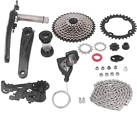 Jauarta 10-Fach-Gruppe, 11 Bis 40 Zähne, Schwungrad, Tretlager Vorne, Schaltwerk, Kette, Rostfrei, Fahrrad-Schalthebel-Set, Fahrradzubehör (32T Kettenblatt)