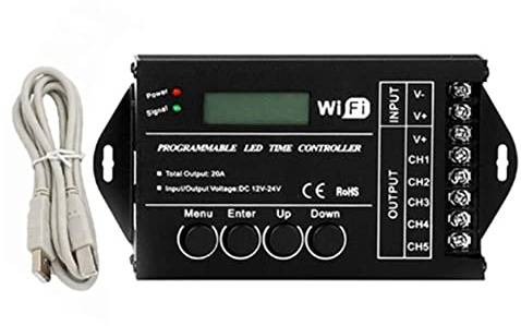 Lckiioy DC 12V 24V WiFi RGB Zeitprogrammierbarer LED-Controller TC421 5 KanäLe 20A Gemeinsame Anode Programmierbarer LED-Streifendimmer