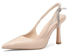 QUEEN HELENA Scarpe Eleganti con Tacco Alto Décolleté a Punta Chiusa con Strass Donna K3347 (Nude Pu, 36)