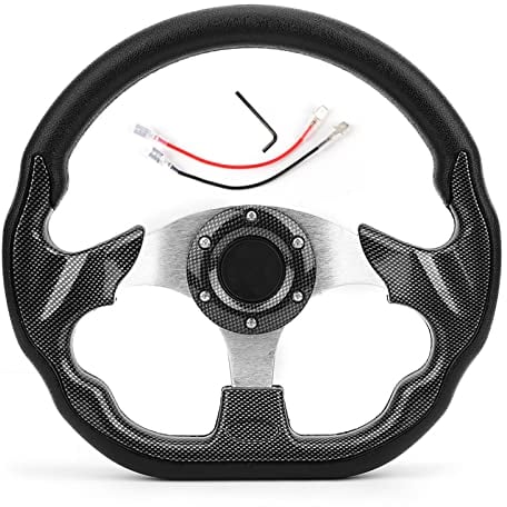 Volante da Corsa Universale, Volante Sportivo per Auto da 12,5 Pollici e 6 Bulloni, Pelle in PVC e Telaio in Alluminio Leggero con Pulsante Clacson per Auto,Stile Fibra di Carbonio