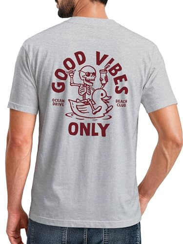 Neverless® Herren T-Shirt Backprint Good Vibes Only Quitsche-Ente Motivprint Rückendruck Sommer Fashion Streetstyle