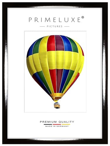 PrimeLuxe Holz Bilderrahmen 20 x 60 cm (Bildmaß) in Schwarz-Hochglanz | Farbe und Größe wählbar | Rahmen für Poster | Puzzle | Foto collage | MADE IN GERMANY