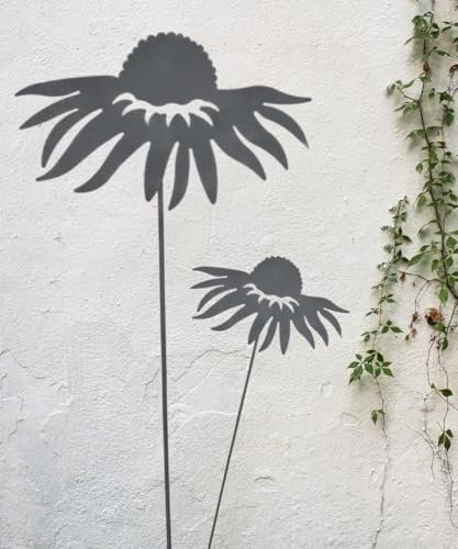 Terma Sonnenhut grau XXL 110 cm Höhe Sonneblume Gartenstecker rost Gartenfigur groß Metallfigur Garten Blumenstecker dekostecker rostgartendeko rostdeko Gartendeko Metall deko metallstecker edelrost