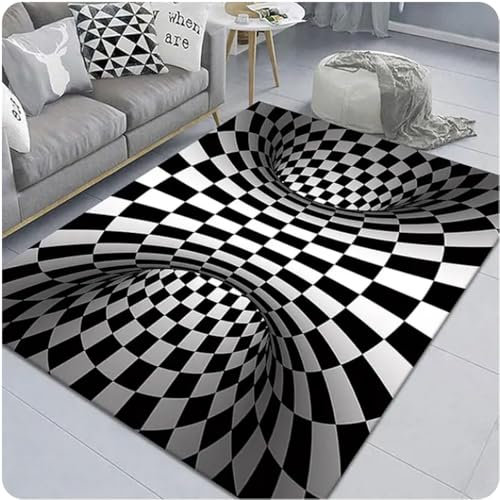 PASPRT Illusion Carpet for Living Room Home Decorations Sofa Table Area Rugs Bedroom Bedside Foot Mat Non-Slip Doormat 50X80Cm