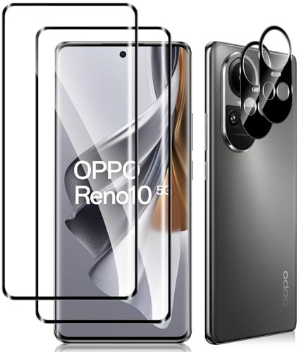 HeeYeal Protector Pantalla+Protector Lente Cámara para OPPO Reno 10 5G/Reno 10 Pro 5G, [2+2 Piezas] 9H Dureza, HD, Anti Arañazos Vidrio Templado, Cristal Templado para OPPO Reno 10 5G/Reno 10 Pro 5G