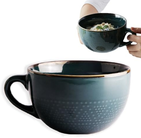 Tazza da Caffè Grande, 700ml Tazza da Caffè in Ceramica, Tazza da Caffè Grande con Manico, Tazza per Cereali, Tazza per Cappuccino, Ciotola in Porcellana, Adatta per Dessert al Latte(Verde Scuro)
