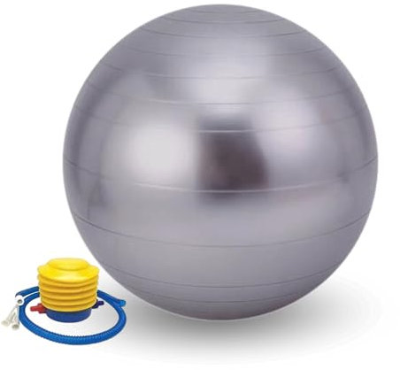 Ballon de Yoga 55 cm. Ballon de Pilates en PVC Antidérapant.Ballon d'exercice d'entraînement, Fitness, Femme Enceinte.Fitball Résistant pour Étirements, Équilibre,Relaxation avec Gonfleur Inclus.