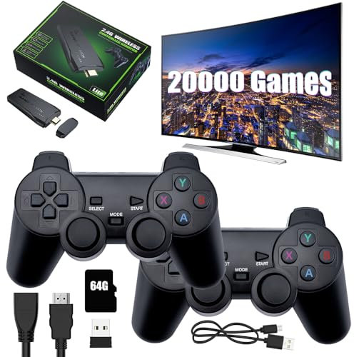 Retro Konsole, EBKCQ Game Stick 4K, Retro Spielekonsole Games, Retro Game Stick für Fernseher mit Dual 2.4G Wireless-Controllern und 15000+ Spielen für TV Computer, 9 Emulatoren, Plug&Play, 64G