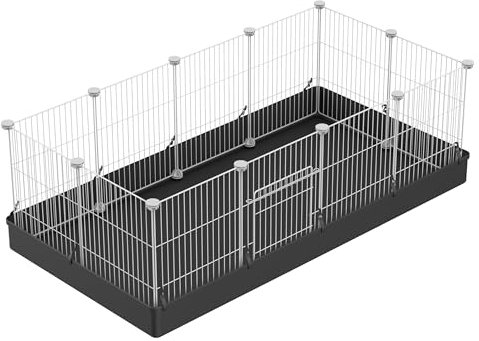 PILIN DIY Kleintier-Laufstall, Haustier-Laufstall mit Tür, Kaninchen- & Meerschweinchenkäfig, Welpen- & Kätzchenlaufstall | Innen- & Außenbereich Tragbarer Metalldraht-Hofzaun 43x32 12pcs