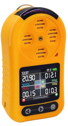 Gas Detector, Wireless Portable 4in1 Gas Sensor Detector Handled O2 CO LEL H2S Gas Alarm Sensor With Display(Single H2S)