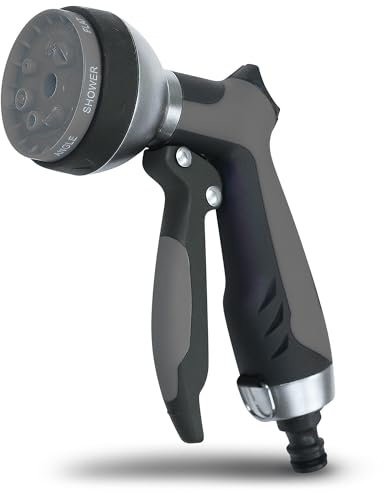 YourCasa Doccetta da giardino in alluminio – Spruzzatore da giardino con 7 modelli di spruzzatura – Spruzzatore per doccia con tubo da giardino, doccetta per giardino, spruzzatore d'acqua (antracite)