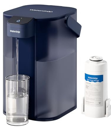 Waterdrop Instant Electric Water Filter Jug with a 3-Months Filter, 3.5L Countertop Water Filter System, Reduces Chlorine, Lead, Mercury, Reduce PFAS, PFOA/PFOS, 757 Litres, Blue (NOT Reduce TDS)