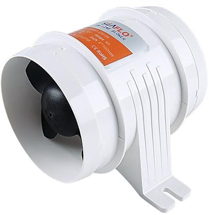SEAFLO 4 235 CFM 24V Round in-Line Bilge Blower Fan Low Noise, High Efficiency, Corrosion-Resistant ABS, ISO 8846 Certified, Marine Ventilation for Boats and RVs, 4-Year Warranty