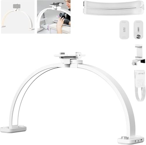 NEEWER BÁSICO HM01-D - Lámpara de arco (29 pulgadas, LED, 40 W, media luna, 3000 K-6500 K, 3400 Lux/0,5 m, CRI95, carga USB, soporte para teléfono para manicura, maquillaje, belleza, tatuaje