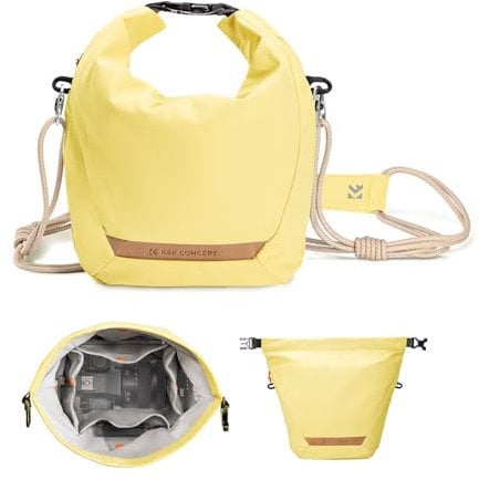 K&F Concept Camera Sling Bag Small Camera Compact Case, Lightweight Soft Camera Pouch Handbag for Urban Street Photography (Yellow)
