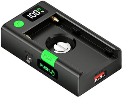 CITYORK Upgraded NP-F Battery Adapter for Sony NP-F Series Battery with Digital Display&LED Fill Light,USB-C Port 5V 3A/PD Fast Charging, Output 8V 5A 5.5x2.1mm,12V 2A 5.5x2.5mm