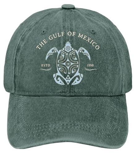 Baseballmütze Meeresschildkröte Mützen Verstellbare Cowboyhut mit Buchstabenmuster Sport Caps für Damen Golf Urlaub Hut Gulf of Mexico Baumwolle Vintage Hat Outdoor Strapback Cap