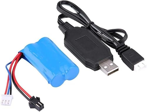 YUNIQUE GREEN-CLEAN-POWER Lipo Akku 7.4V 1500mAh 2S SM-2P Stecker mit USB Ladekabel kompatibel mit Rc Toys U12A S033G Q1 H101 verlängerte Lebensdauer Blau 67x19x37mm 96g