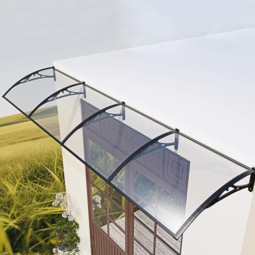 Moderne Polycarbonat-Markise für Tür & Fenster Vorne Hinten Vorne Schnee Sonnenschutz UV Beständig 60x290 cm Langlebige Outdoor Abdeckung