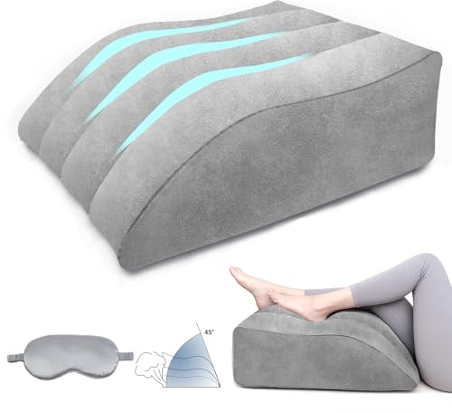 Beinhochlagerungskissen Beinkissen zum Hochlagern – Aufblasbares Beinkissen mit Schlafmaske, Verstellbares Keilkissen Bett für Couch und Bett, Ergonomisches Kniekissen für Entspannung und Komfort