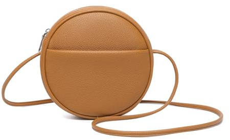 YONBEN Kleine Umhängetasche Damen Crossbody Clutch | Runde Form mit Reißverschluss und verstellbarem Knoten-Gurt – leicht für Alltag, Party, Abend und als Geschenk.