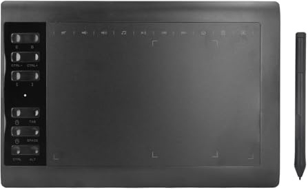 Yctze Tablette de Dessin Graphique élevée 233PPS 5080LPI avec sensibilité à la Pression 8192 pour Ordinateur de Bureau et Utilisation Mobile (Black)