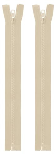 QUARKZMAN Reißverschluss mit Zipper 28cm 5mm Nylon Teilbar Beige 2 Stück | Reissverschluss Reißverschlusszügen Endlosreißverschlüsse für Jacken Mantel Taschen Kleidung Bettwäsche Kleiderreißverschluss