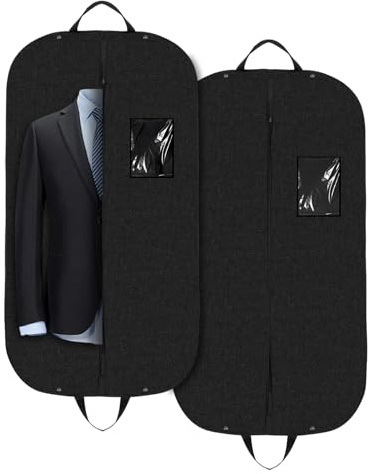 2 Stück Kleidersack,120 x 60 cm Schwarz Kleidersäcke mit Reißverschluss,Shirt Anzug Kleid Kleidung Tasche,Staubschutz für die Lagerung von Kleidung