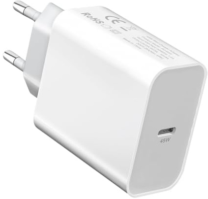 45W Cargador USB para iPhone Air 17/17 Pro/17 Pro Max/17e/16/16e/15 14 13 12 11 SE/iPad A16/11th/10th/Pro 13/12.9/11/Air/Mini A17 Pro iPhone XR XS X 7 8 Enchufe Tipo C Carga Rapida Adaptador,Blanco