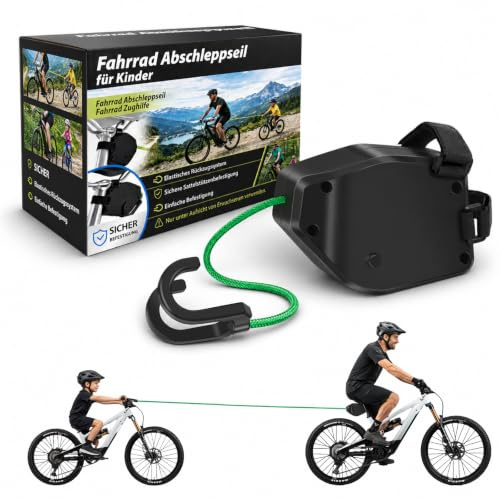 Skymico Fahrrad Abschleppseil Kinder,2.5M Automatischer Seilrückzug Mit Dreiecktasche,Mehrsträngiges Kevlar-Seil&Eltern Kind Abschleppseil Traktionsseil,Tragfähigkeit 500 lbs für MTB Bike
