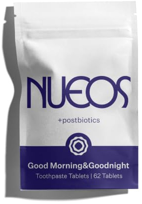 NUEOS Toothpaste Tablets with Postbiotics and Hydroxyapatite, Fresh Mint, Vegan, Alcohol-Free, SLS-Free, 62 Tablets
