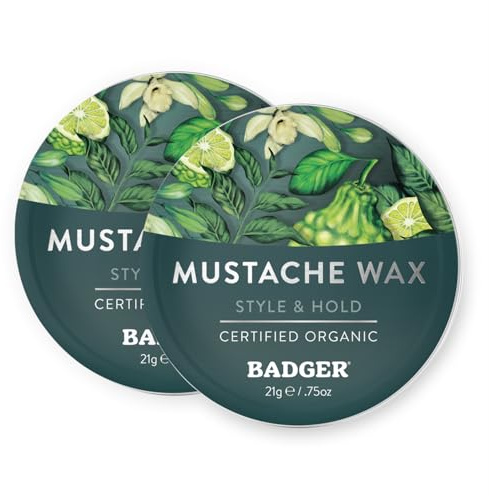 Badger Organic Mustache & Beard Wax, Medium Hold, .75 oz (2-Pack)