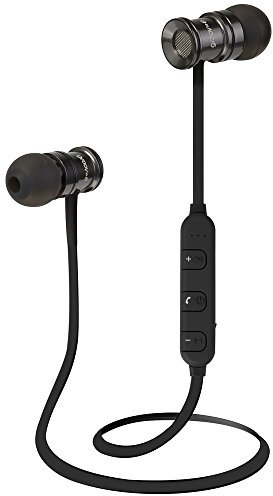 Groov-e Boom Buds Wireless Bluetooth In-Earphones for Gym Sports with Built-In-Mic, Hands-Free Calls, Volume Controls, Rechargeable Battery for iPhone, Samsung and All Tablets/Laptops - Black/Silver