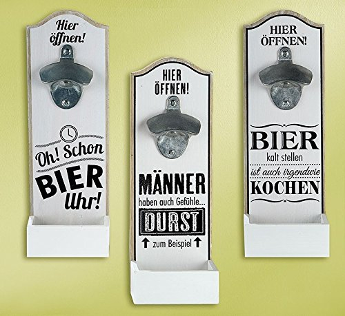 GILDE Wand - Bierflaschenöffner mit witzigem Spruch MDF 30x10cm Geschenk Dekoration (Bier kalt Stellen.)