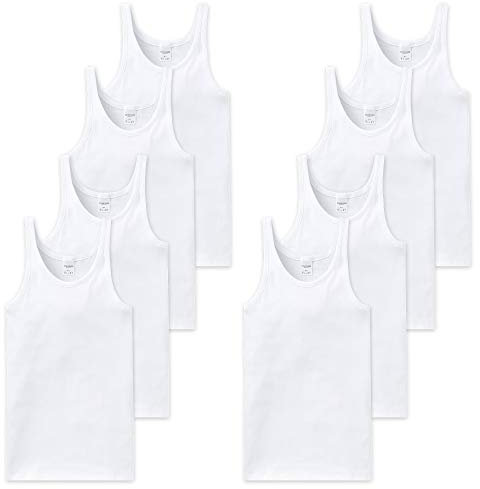 Schiesser Unterhemden 8er Pack, Herren, Doppelripp oder Feinripp (XX-Large, Weiß (Feinripp))