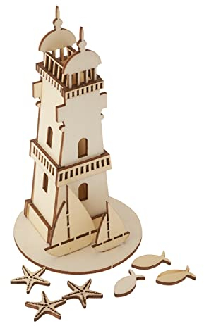 Rayher Hobby Rayher 46229000 Holzbausatz Leuchtturm, sortiert, 25 Teile, SB-Btl 1Stück