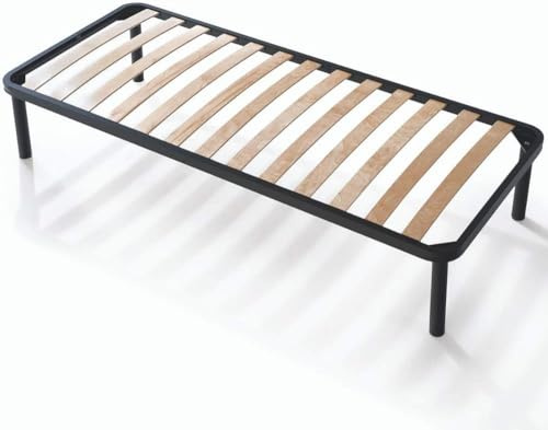 EVERGREENWEB Lattenrost 90x200 Höhe 35 cm, Orthopädisches Extra Komfort Leisten Holz, 4 Abnehmbar Füße, Verstärkte Bettrahmen aus Stahl, Bettgestell geeignet für alle Betten & Matratzen | Apple