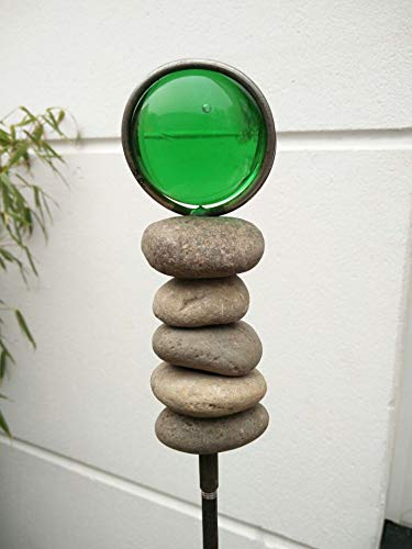 Zen Man Edelrost GartenStecker GartenGlaskugel Glasdeko Rost Gartenfigure Beetstecker Gruen 115 * 6 * 6cm 101558