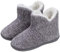 TUOBUQU Hausstiefel Damen Winter Warm Plüsch Hüttenschuhe Leicht Weich Rutschfest Gefüttert Hausschuhe Pantoffeln Stiefel Grau 38-39