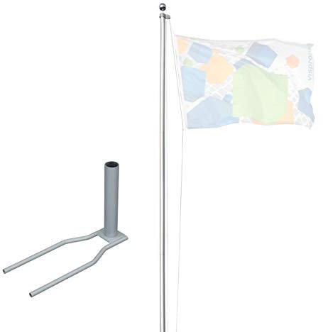 Vispronet® Mobiler 6,20 m Alu-Fahnenmast Economy ✓ versch. Bodenelemente ✓ Mast Ø 50 mm ✓ 5-teiliges Stecksystem ✓ für Fahnen & Flaggen (Standfuß Economy)