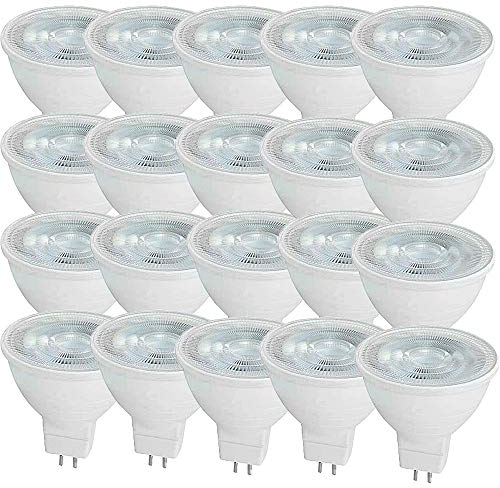 OUGEER 20 Stück MR16 LED-Leuchtmittel 6W LED GU5.3, Entspricht 60W MR16 Halogenlampe Kaltweiß 6000K MR16 LED-Strahler GU5,3 600 Lumen Nicht Dimmbar, AC/DC 12V