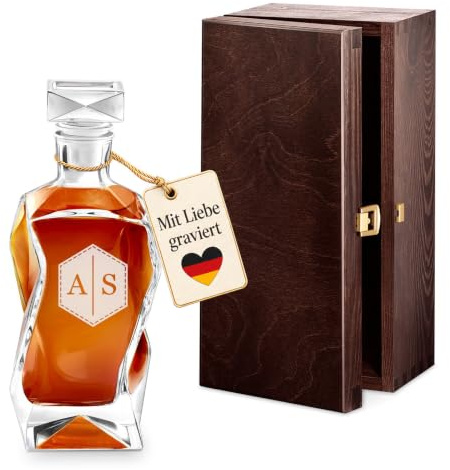 Maverton Whisky Karaffe mit Gravur, Whisky Dekanter, 700ml, personalisiert
