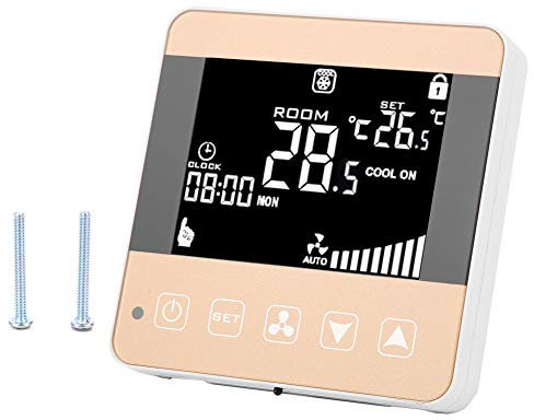 AC200-240V Termostato Fan Coil Termostato Digital Inteligente Inteligente Aire Acondicionado Termostato Controlador de Temperatura Unidad Fan Coil Pantalla LCD(General Type)