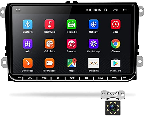 Podofo für VW Android Autoradio GPS 9 Zoll Touchscreen Bluetooth Autoradio Auto Radio Player für SEAT Passat Golf Skoda WiFi Spiegel Link FM-RDS Radio Doppel-USB +Rückfahrkamera