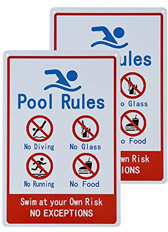 dojune - 2 Stück Schilder für private oder gewerbliche Schwimmbäder, allgemeine Handelsübliche Pool-Regeln.