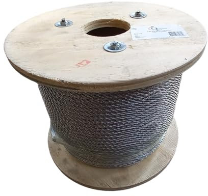 Câble En inox A4-316 (spécial pour l'extérieur) 7x7 torons fils, Tout diamètre et longueurs à choisir, bricolage, garde corps, jardin, terrasse (Rouleau 100 mètres, Ø 4mm)