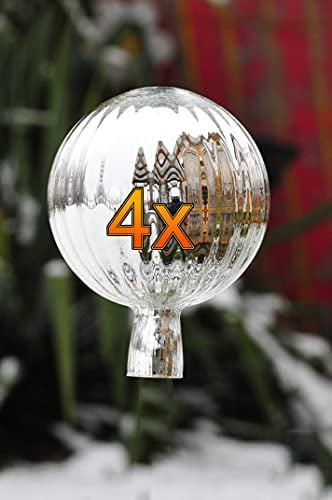 4 x Gartenkugel ca. 25 cm gross Form Kugel, klassische Kugelform handgefertigt silber Rosenkugel gartenkugeln, Sonnenfänger-Kugel, Sonnenfänger-Scheibe, Sonnenfängerscheiben, Gartendeko FROSTSICHER