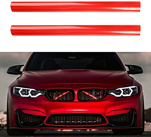 1 Paar Kühlergrill Einsatz Ersatz für BMW 1er 2er 3er 4er F30 F31 F32 F34 F35 F36 G20 G21 G28 G29 F20 F21 F22 F23 F24 F44 F40 2012-2018, Frontgrill Einsatz Streifen Einsatz Zierleiste(Rot)