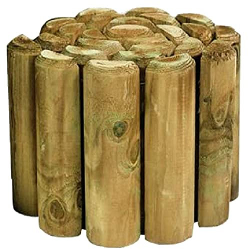 GBS Large Wood Wooden Outdoor Log Roll Border Fence Fencing 1.8m Long Garden Edges Wire Lawn Path Blocks Gardening Flower Bed Edging (1x Border Log Roll)