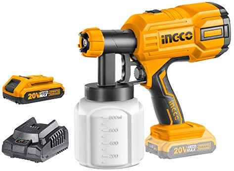 INGCO Pulverizador de pintura inalámbrico rociador de pintura con batería y cargador CSGLI20402-8
